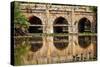 Athpula Eight Piers Stone Bridge, Reflection of Lodi Gardens, New Delhi, India-William Perry-Stretched Canvas