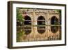 Athpula Eight Piers Stone Bridge, Reflection of Lodi Gardens, New Delhi, India-William Perry-Framed Photographic Print