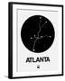 Atlanta Black Subway Map-NaxArt-Framed Art Print