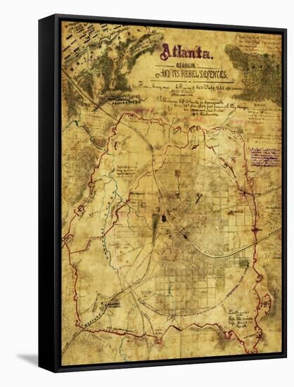 Atlanta Campaign - Civil War Panoramic Map-Lantern Press-Framed Stretched Canvas