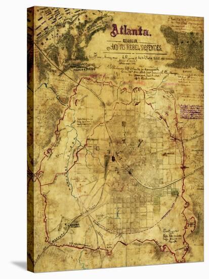 Atlanta Campaign - Civil War Panoramic Map-Lantern Press-Stretched Canvas