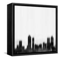 Atlanta City Skyline - Black-NaxArt-Framed Stretched Canvas