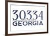 Atlanta, Georgia - 30334 Zip Code (Blue)-Lantern Press-Framed Premium Giclee Print