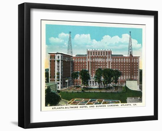 Atlanta, Georgia - Atlanta-Biltmore Hotel Exterior and Sunken Gardens View-Lantern Press-Framed Art Print