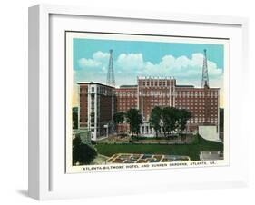 Atlanta, Georgia - Atlanta-Biltmore Hotel Exterior and Sunken Gardens View-Lantern Press-Framed Art Print