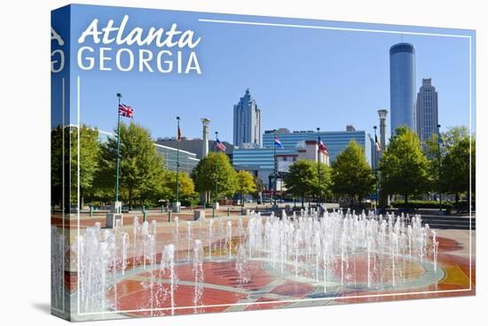 Atlanta, Georgia - Centennial Park Fountains-Lantern Press-Stretched Canvas