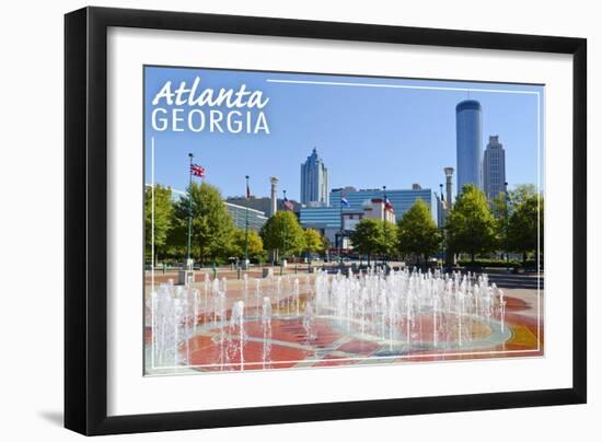 Atlanta, Georgia - Centennial Park Fountains-Lantern Press-Framed Art Print