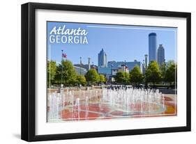 Atlanta, Georgia - Centennial Park Fountains-Lantern Press-Framed Art Print