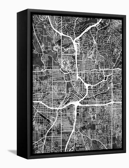 Atlanta Georgia City Map-Michael Tompsett-Framed Stretched Canvas