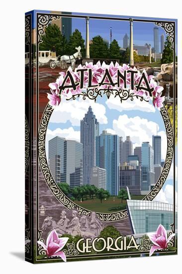 Atlanta, Georgia - City Scenes Montage-Lantern Press-Stretched Canvas