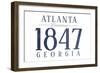 Atlanta, Georgia - Established Date (Blue)-Lantern Press-Framed Art Print