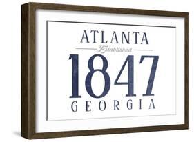 Atlanta, Georgia - Established Date (Blue)-Lantern Press-Framed Art Print