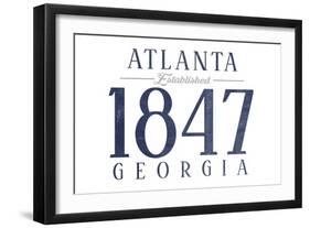 Atlanta, Georgia - Established Date (Blue)-Lantern Press-Framed Art Print