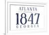 Atlanta, Georgia - Established Date (Blue)-Lantern Press-Framed Art Print