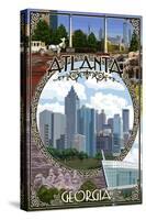 Atlanta, Georgia - Montage (No Flowers)-Lantern Press-Stretched Canvas