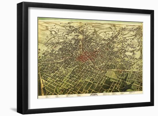 Atlanta, Georgia - Panoramic Map-Lantern Press-Framed Art Print