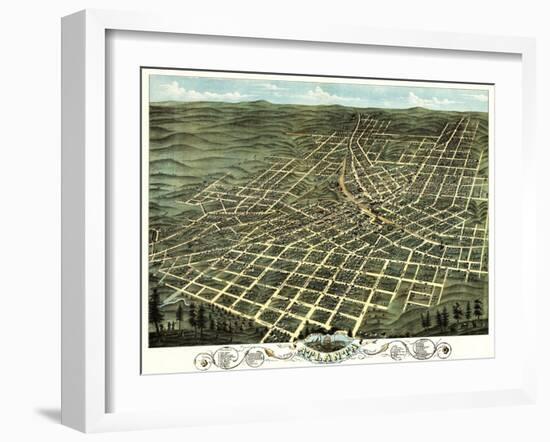 Atlanta, Georgia - Panoramic Map-Lantern Press-Framed Art Print