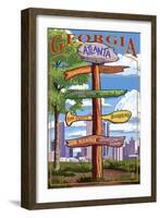 Atlanta, Georgia - Signpost Destinations-Lantern Press-Framed Art Print