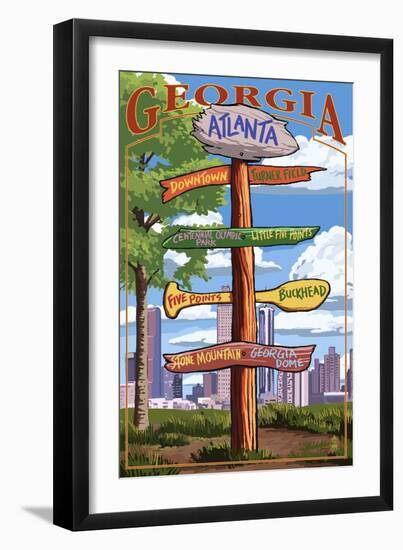 Atlanta, Georgia - Signpost Destinations-Lantern Press-Framed Art Print
