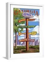 Atlanta, Georgia - Signpost Destinations-Lantern Press-Framed Art Print