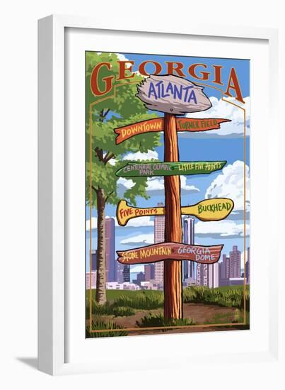 Atlanta, Georgia - Signpost Destinations-Lantern Press-Framed Art Print