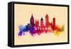 Atlanta, Georgia - Skyline Abstract-Lantern Press-Framed Stretched Canvas