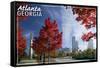 Atlanta, Georgia - Skyline and Park at Fall-Lantern Press-Framed Stretched Canvas