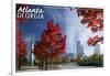 Atlanta, Georgia - Skyline and Park at Fall-Lantern Press-Framed Art Print