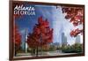 Atlanta, Georgia - Skyline and Park at Fall-Lantern Press-Framed Art Print