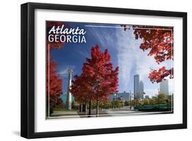 Atlanta, Georgia - Skyline and Park at Fall-Lantern Press-Framed Art Print