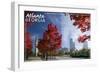 Atlanta, Georgia - Skyline and Park at Fall-Lantern Press-Framed Art Print