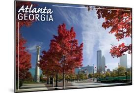 Atlanta, Georgia - Skyline and Park at Fall-Lantern Press-Mounted Art Print