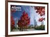 Atlanta, Georgia - Skyline and Park at Fall-Lantern Press-Framed Art Print