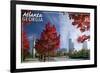 Atlanta, Georgia - Skyline and Park at Fall-Lantern Press-Framed Art Print