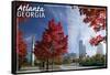 Atlanta, Georgia - Skyline and Park at Fall-Lantern Press-Framed Stretched Canvas