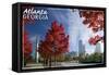 Atlanta, Georgia - Skyline and Park at Fall-Lantern Press-Framed Stretched Canvas