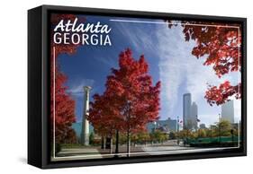 Atlanta, Georgia - Skyline and Park at Fall-Lantern Press-Framed Stretched Canvas