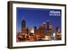 Atlanta, Georgia - Skyline at Night-Lantern Press-Framed Art Print