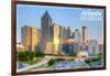 Atlanta, Georgia - Skyline during Day-Lantern Press-Framed Art Print