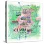 Atlanta Georgia Travel Poster Favorite Map Touristic Highlights-M. Bleichner-Stretched Canvas