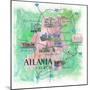 Atlanta Georgia Travel Poster Favorite Map Touristic Highlights-M. Bleichner-Mounted Art Print