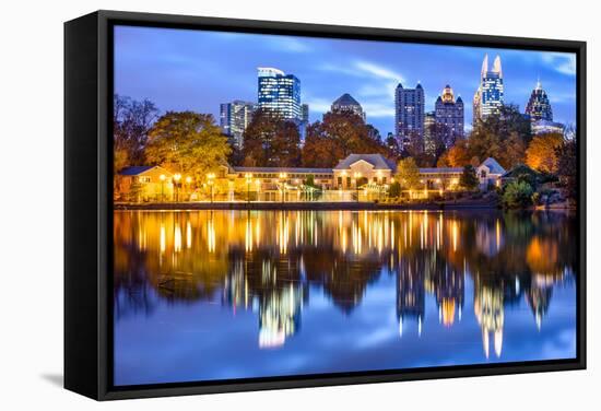 Atlanta, Georgia, USA Downtown City Skyline at Piedmont Park's Lake Meer.-SeanPavonePhoto-Framed Stretched Canvas