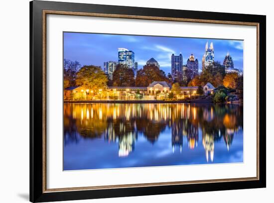 Atlanta, Georgia, USA Downtown City Skyline at Piedmont Park's Lake Meer.-SeanPavonePhoto-Framed Photographic Print