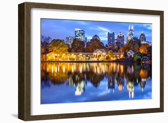 Atlanta, Georgia, USA Downtown City Skyline at Piedmont Park's Lake Meer.-SeanPavonePhoto-Framed Photographic Print