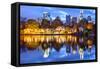 Atlanta, Georgia, USA Downtown City Skyline at Piedmont Park's Lake Meer-Sean Pavone-Framed Stretched Canvas