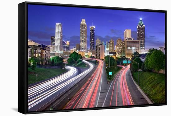 Atlanta, Georgia, USA Downtown City Skyline over Freedom Parkway.-SeanPavonePhoto-Framed Stretched Canvas