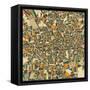 Atlanta Map-Jazzberry Blue-Framed Stretched Canvas