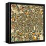 Atlanta Map-Jazzberry Blue-Framed Stretched Canvas