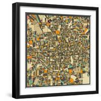 Atlanta Map-Jazzberry Blue-Framed Art Print