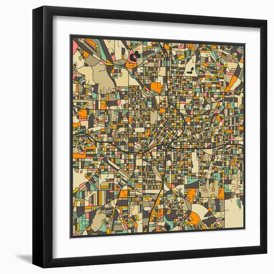 Atlanta Map-Jazzberry Blue-Framed Art Print